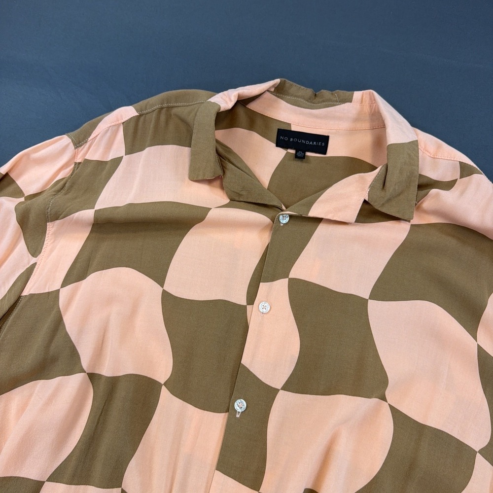 No Boundaries Resort Shirt Men's 2xl Multi Mimosa Checkers Collared Button Down